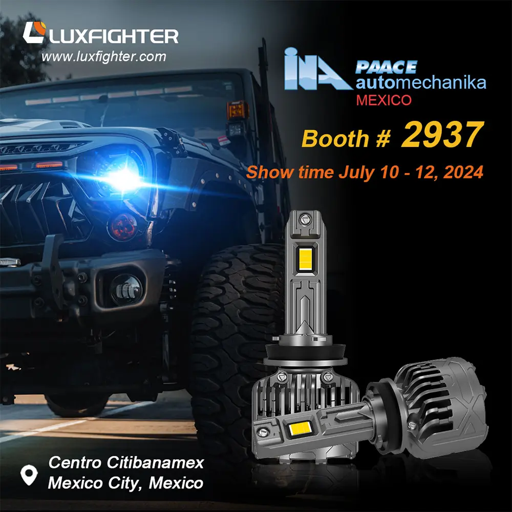 Luxfighter -auton LED -ajovalo 2024 Mexico Ina Paace